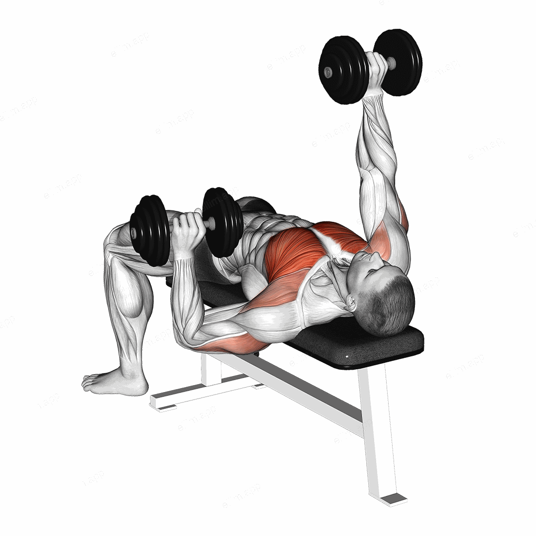 Dumbbell Alternate Bench Press (high start) exercise targeting Chest and Pectoralis Major Clavicular Head