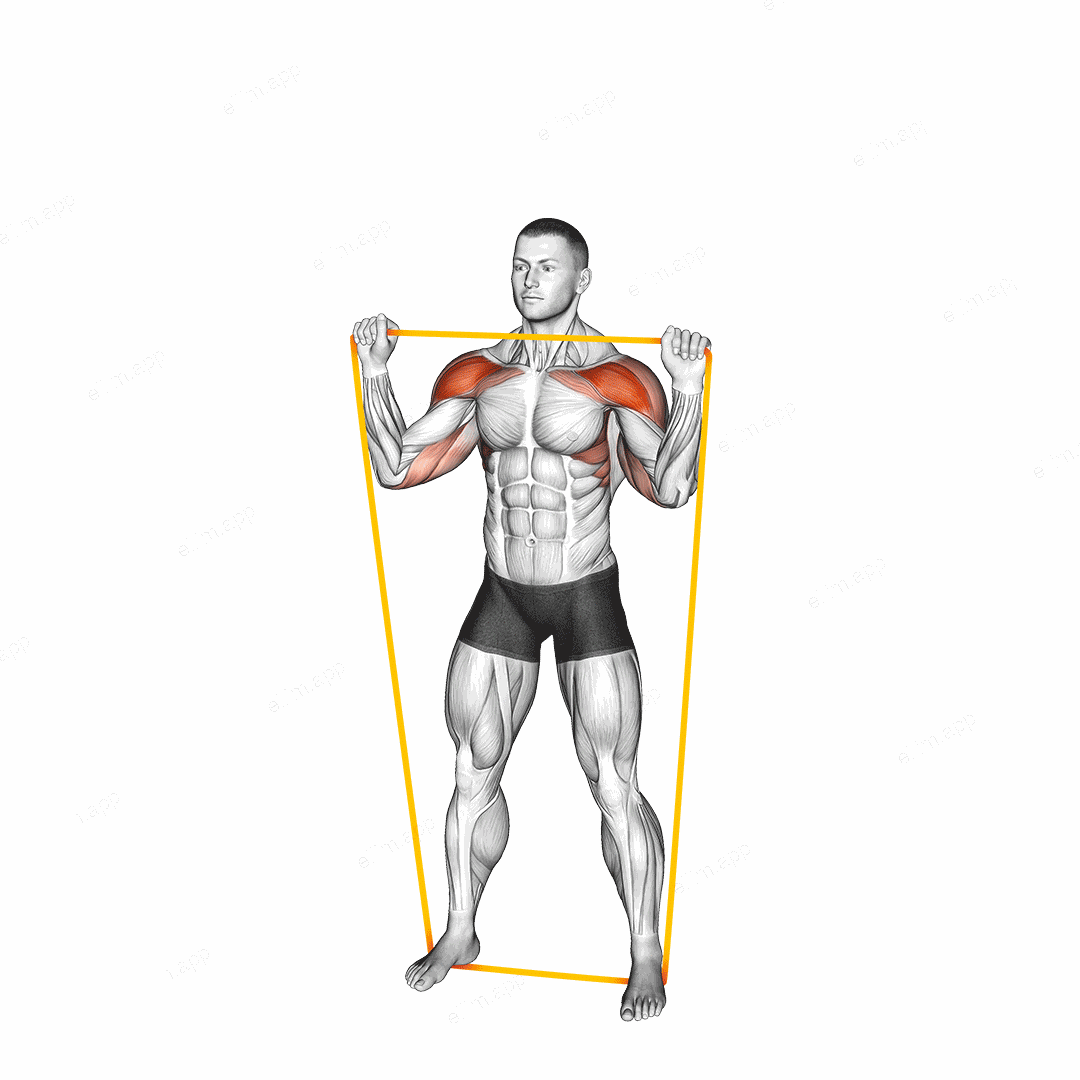 Resistance Band Overhead Shoulder Press exercise targeting Shoulders and Deltoid Anterior