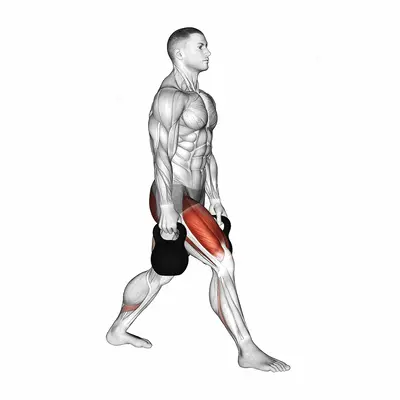 Kettlebell Split Squat exercise targeting Thighs