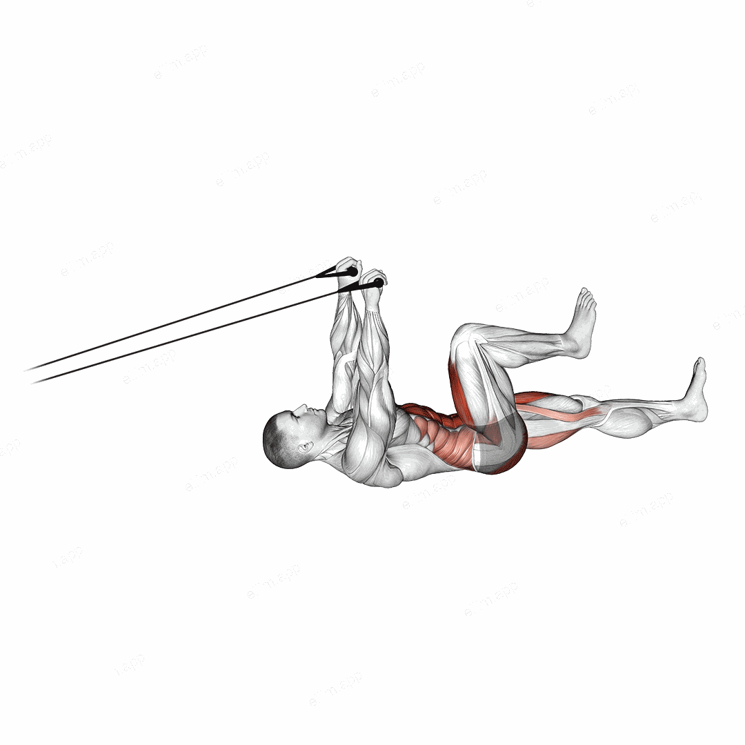 Band Upper Body Lying Air Bike exercise targeting Hips and Waist