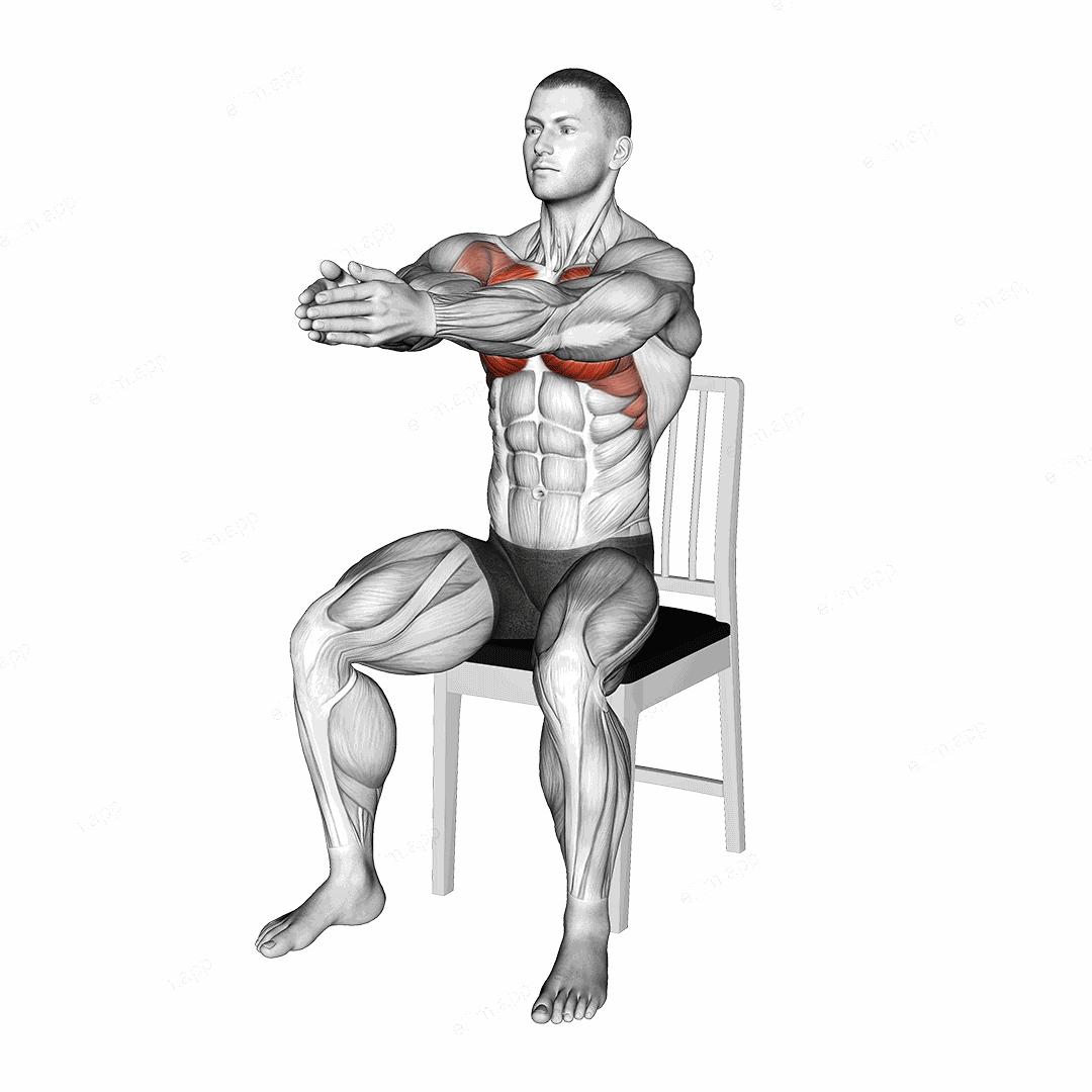 Seated Alternate Dynamic Chest Stretch on a Chair exercise targeting Chest