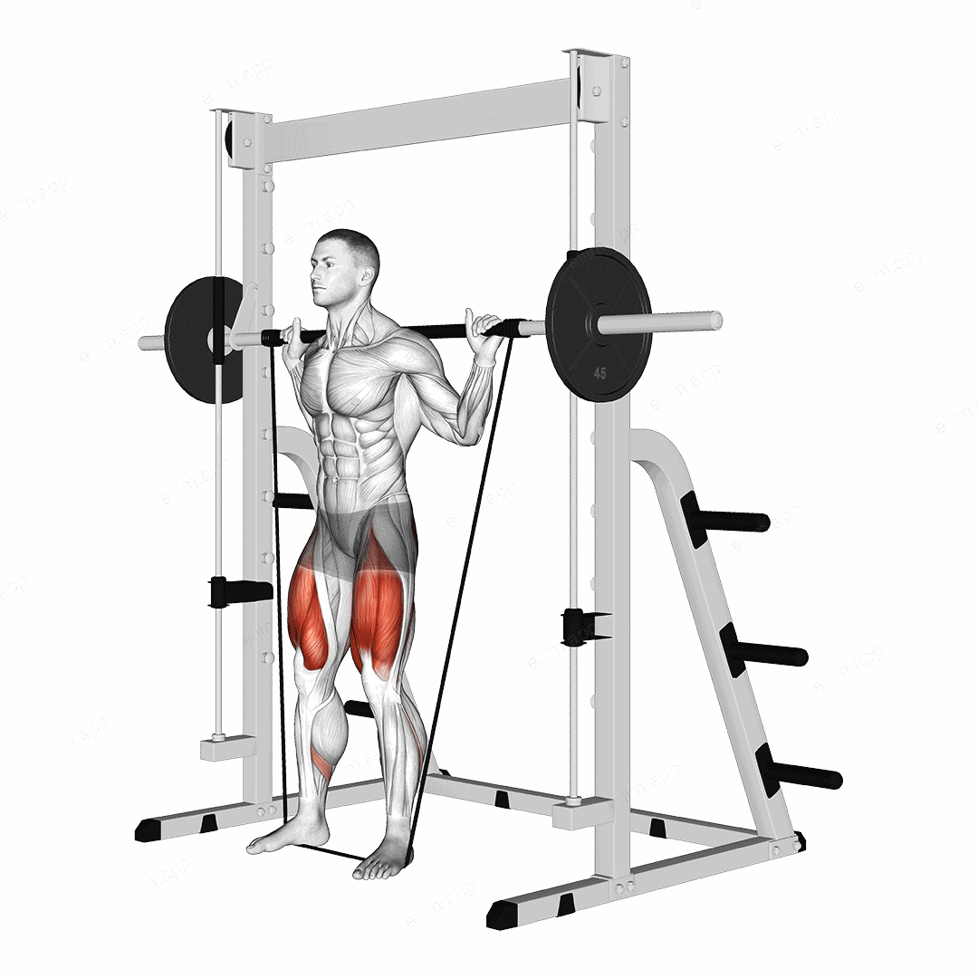 Smith Banded Full Squat exercise targeting Thighs