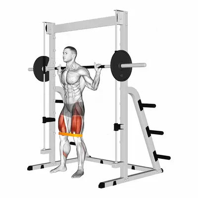 Resistance Band Smith Squat exercise targeting Thighs