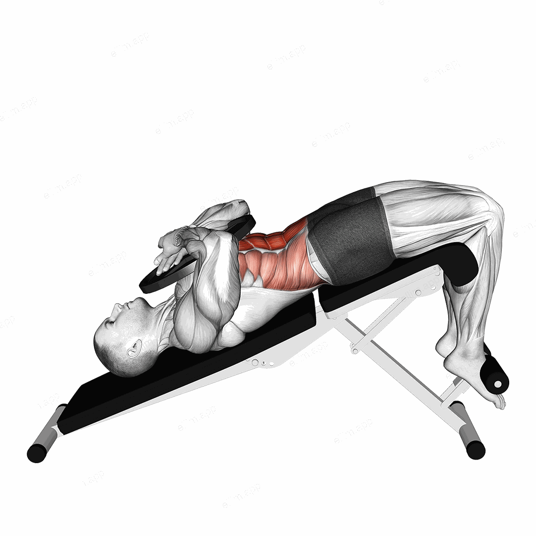 Weighted Decline Crunch exercise targeting Waist