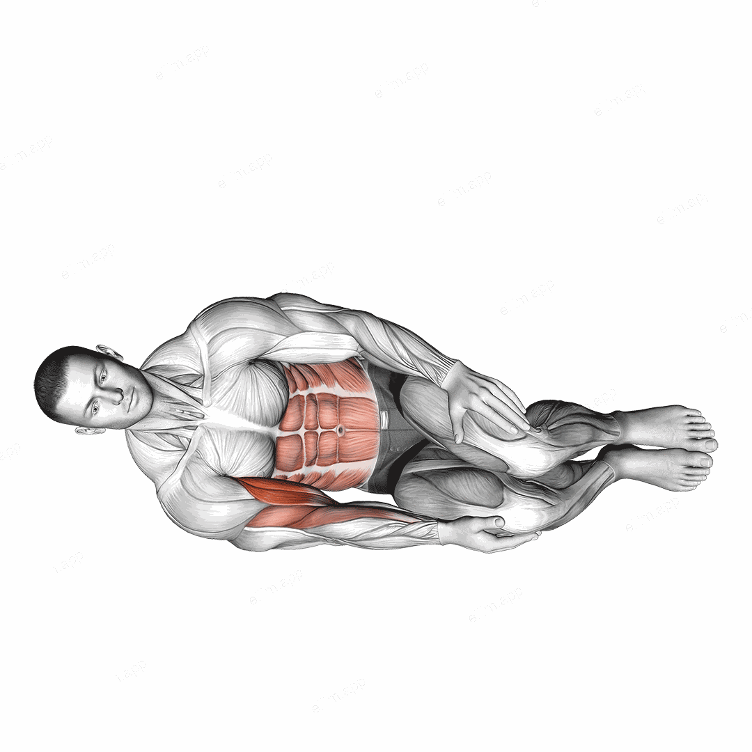 Bodyweight Side Lying Biceps Curl exercise targeting Upper Arms