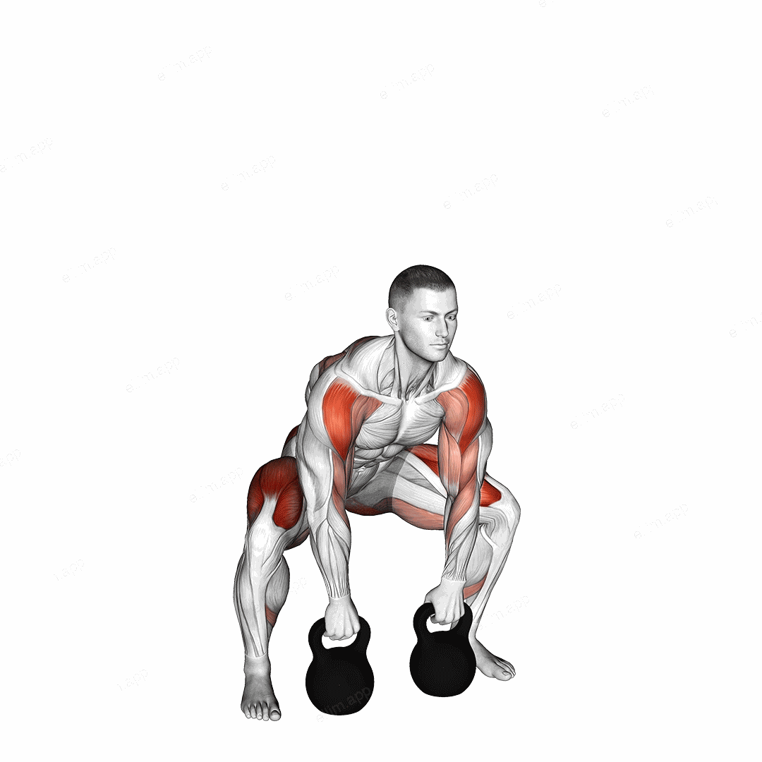 Kettlebell Sumo Deadlift with High Pull exercise targeting Hips and Gluteus Maximus