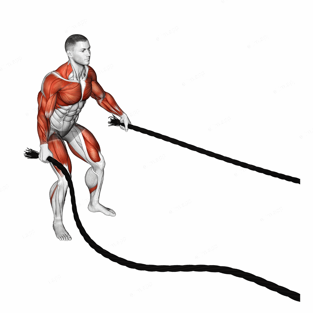 Battling Ropes Outside Circle exercise targeting Back and Chest