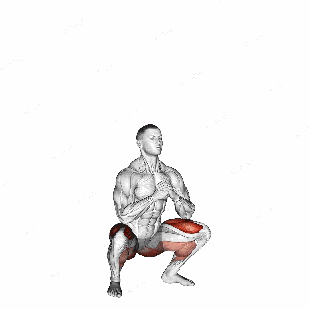 Bodyweight Drop Jump Squat exercise targeting Gluteus Maximus and Quadriceps
