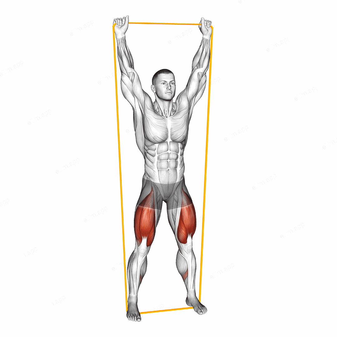 Resistance Band Overhead Squat exercise targeting Hips