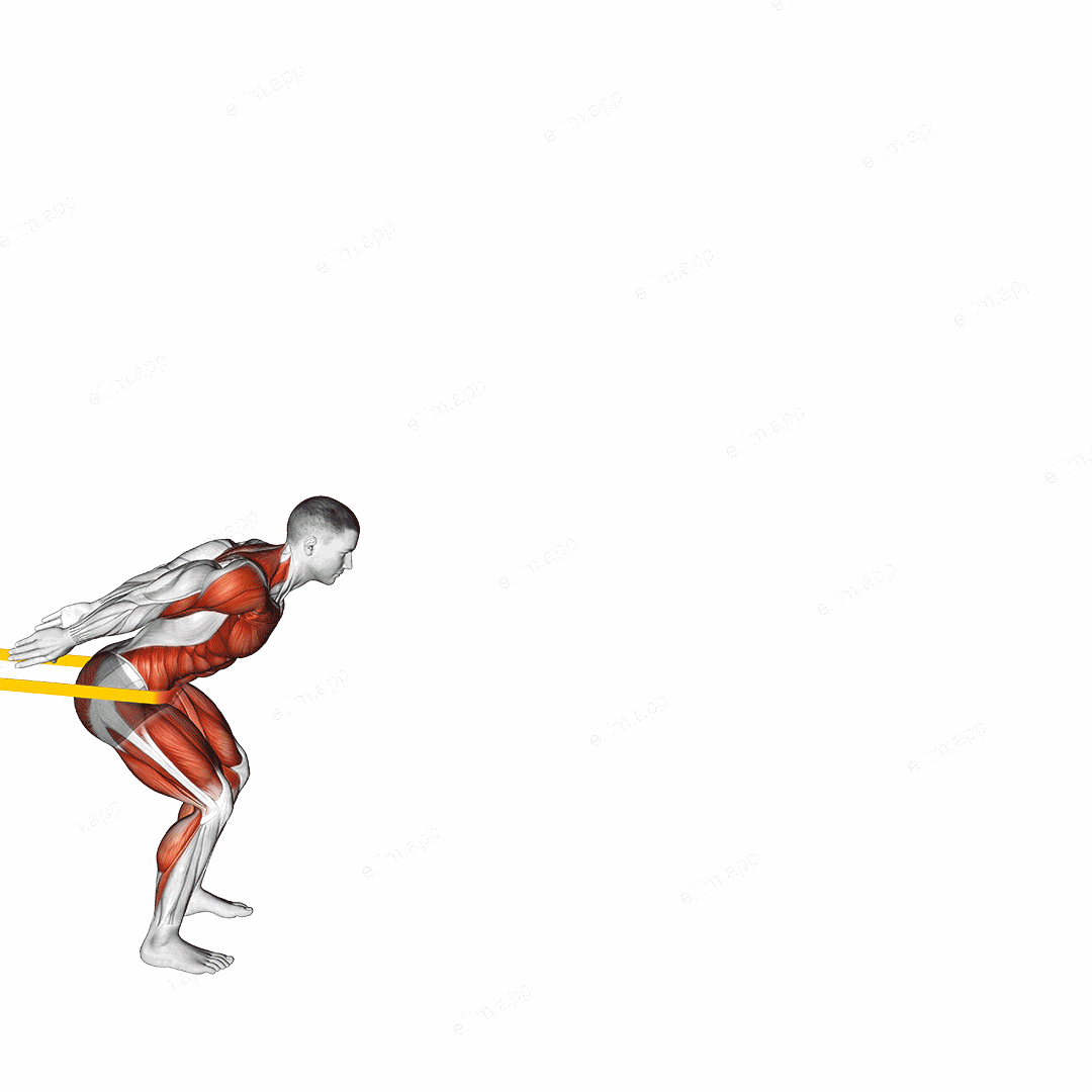 Resistance Band Long Jump exercise targeting Plyometrics