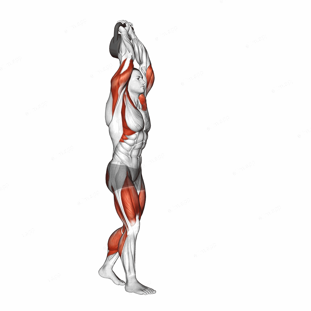 Kettlebell Overhead Carry exercise targeting Thighs