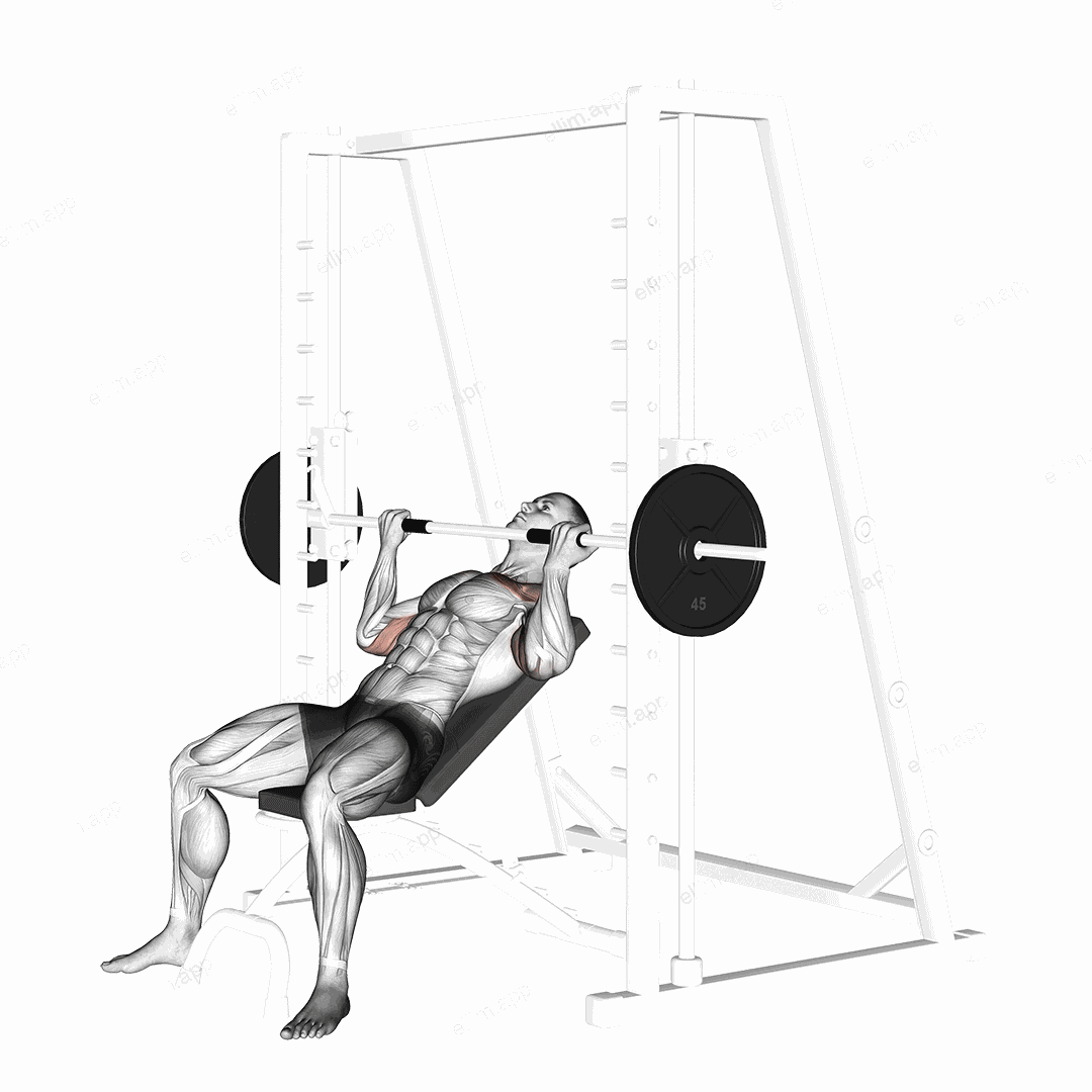 Smith Incline Reverse grip Press exercise targeting Upper Arms