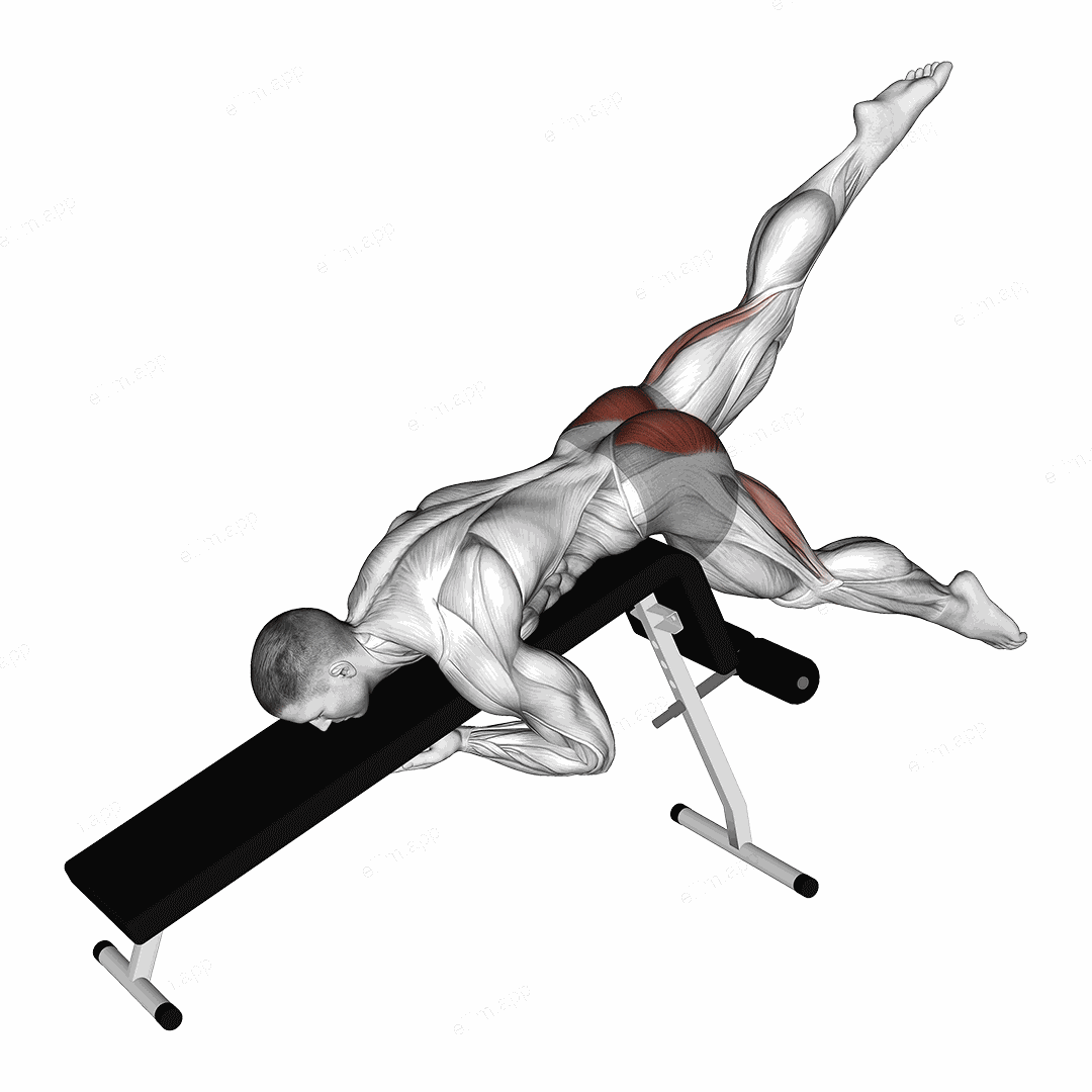 Incline Alternate Flutter Kicks exercise targeting Hips