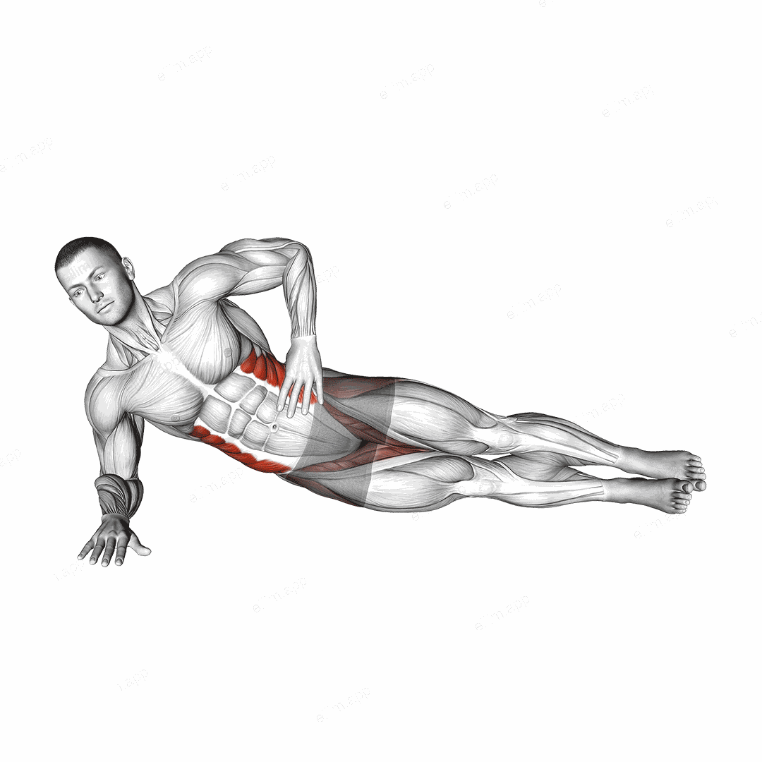 Side Plank Leg Lift (left) exercise targeting Waist