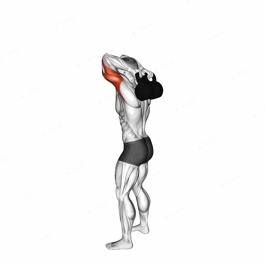 Kettlebell Overhead Triceps Extension exercise targeting Upper Arms