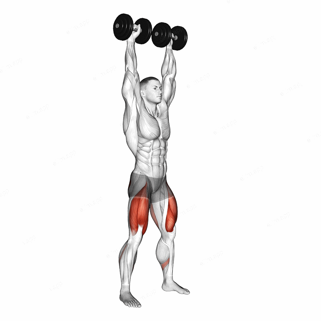Dumbbell Overhead Squat exercise targeting Gluteus Maximus and Quadriceps