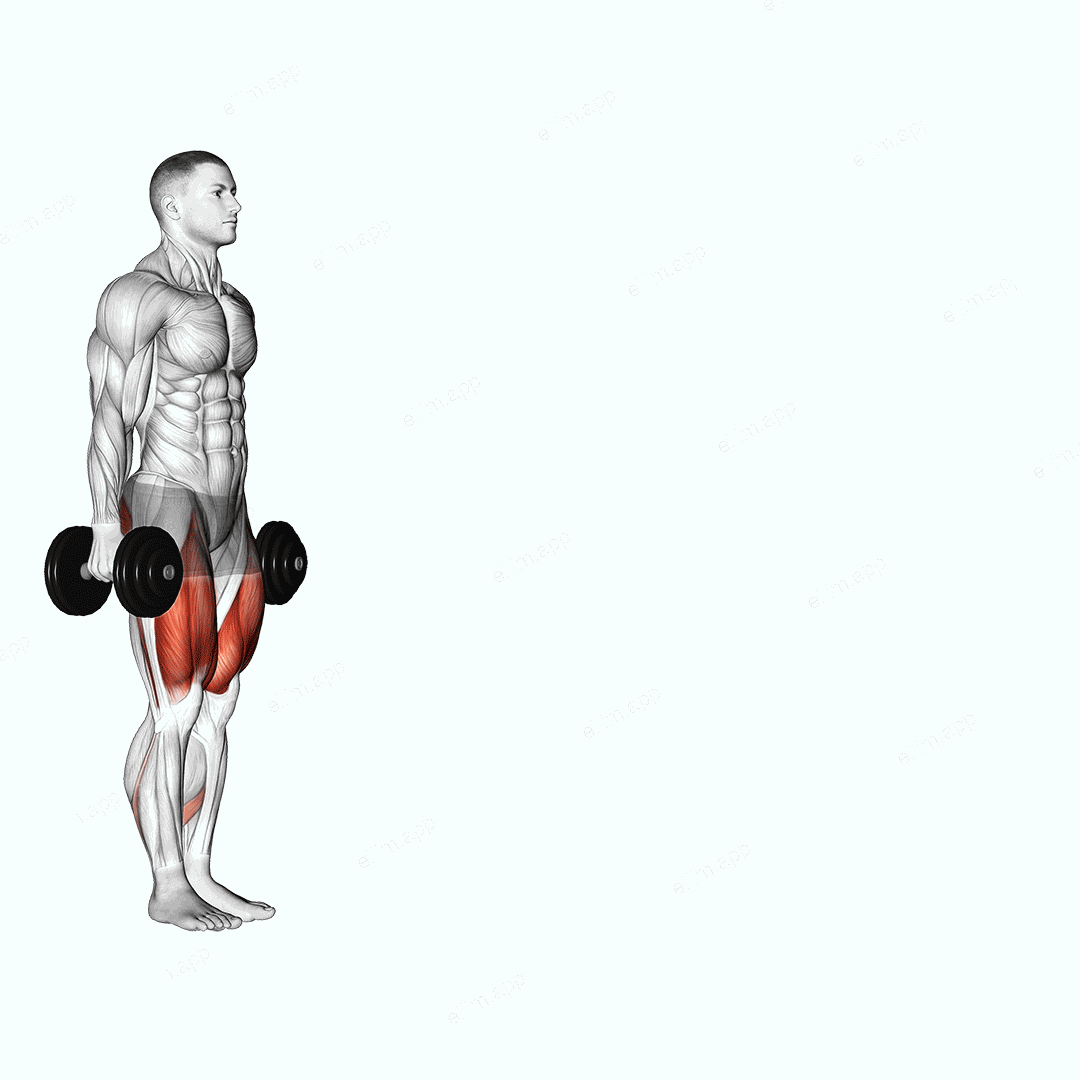 Dumbbell Walking Lunges exercise targeting Thighs and Gluteus Maximus