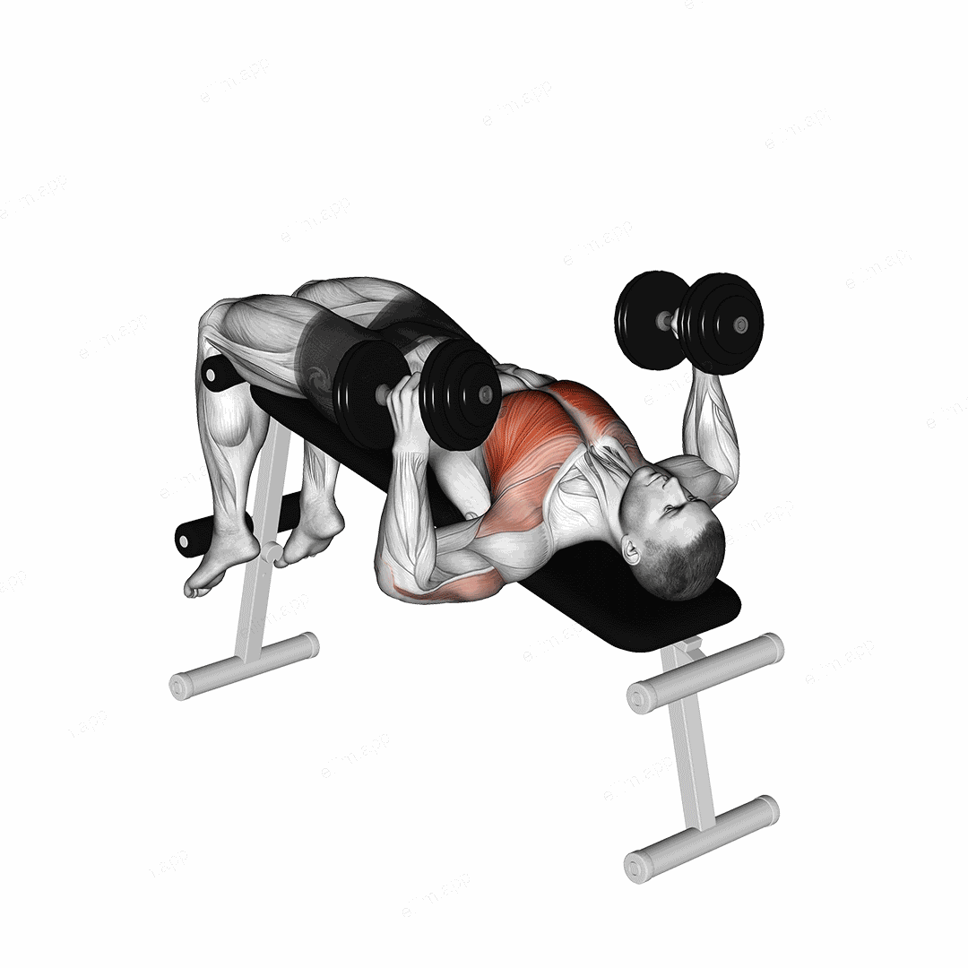 Dumbbell Decline Hammer Press exercise targeting Chest and Pectoralis Major Sternal Head