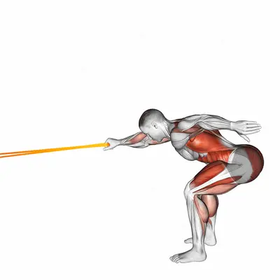 Resistance Band Deadlift with Single Arm Row exercise targeting Back