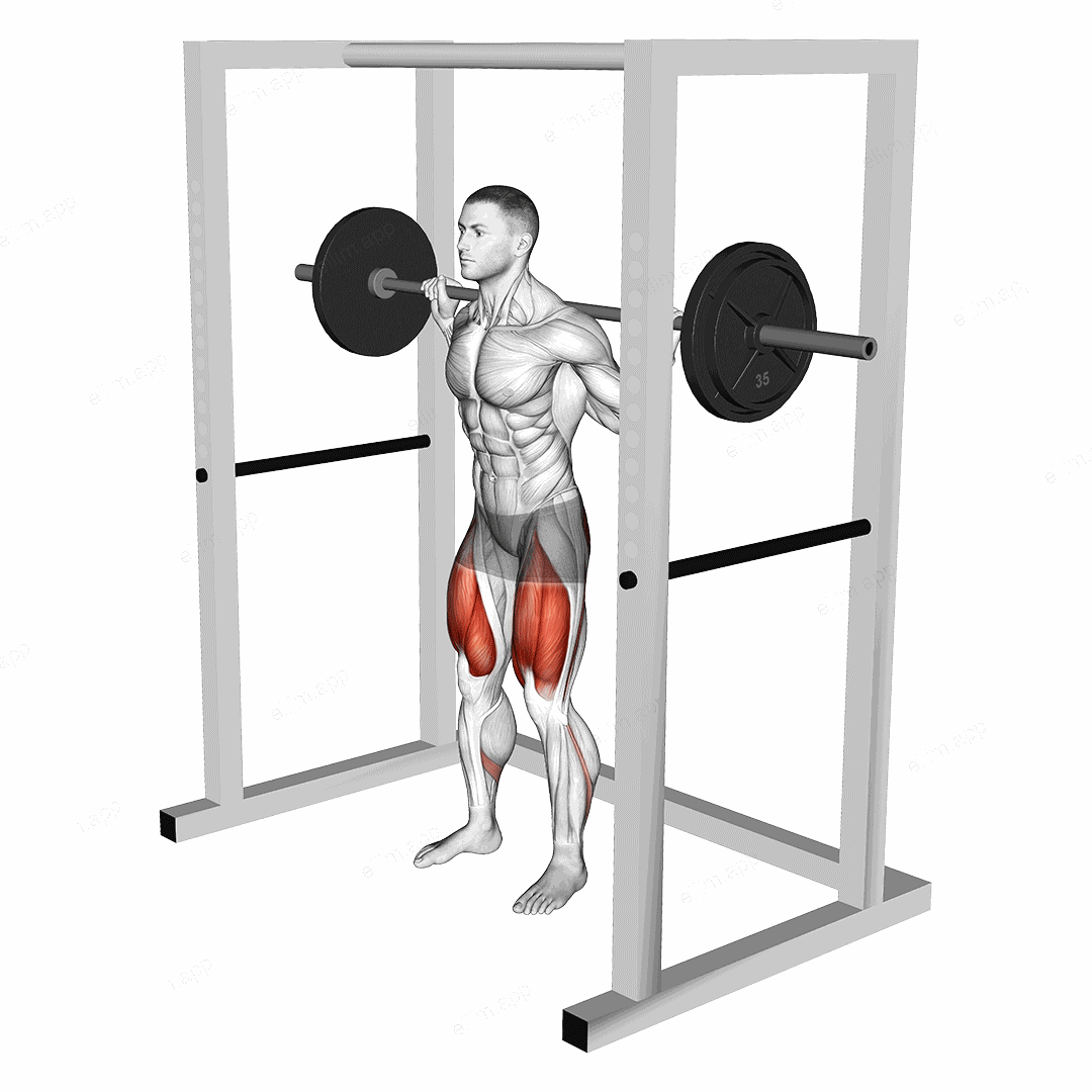 Barbell Pin Squat exercise targeting Thighs