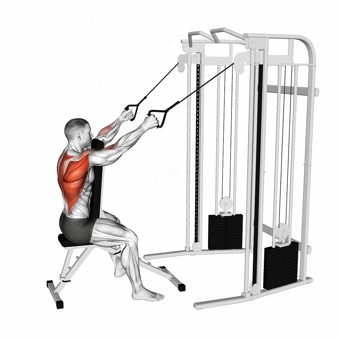 Cable High Row with Chest Support exercise targeting Back