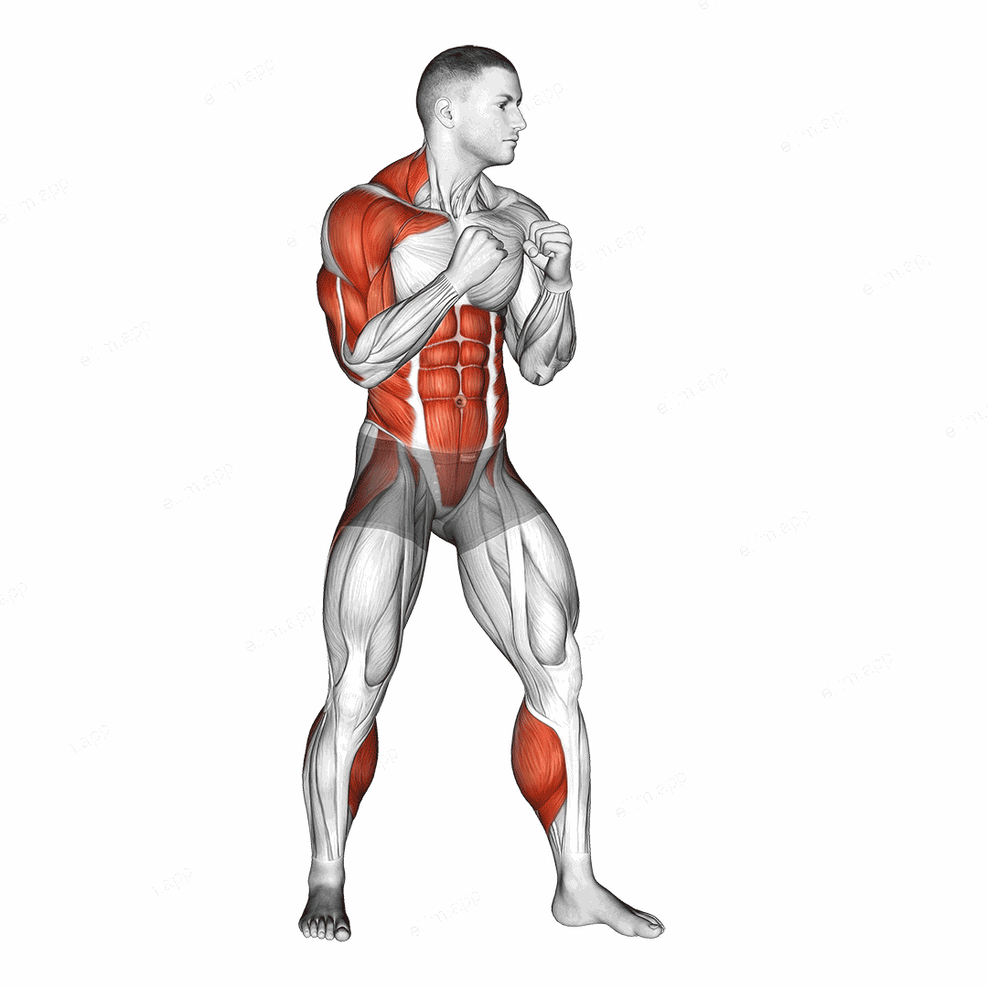 Right Uppercut. Boxing exercise targeting Plyometrics