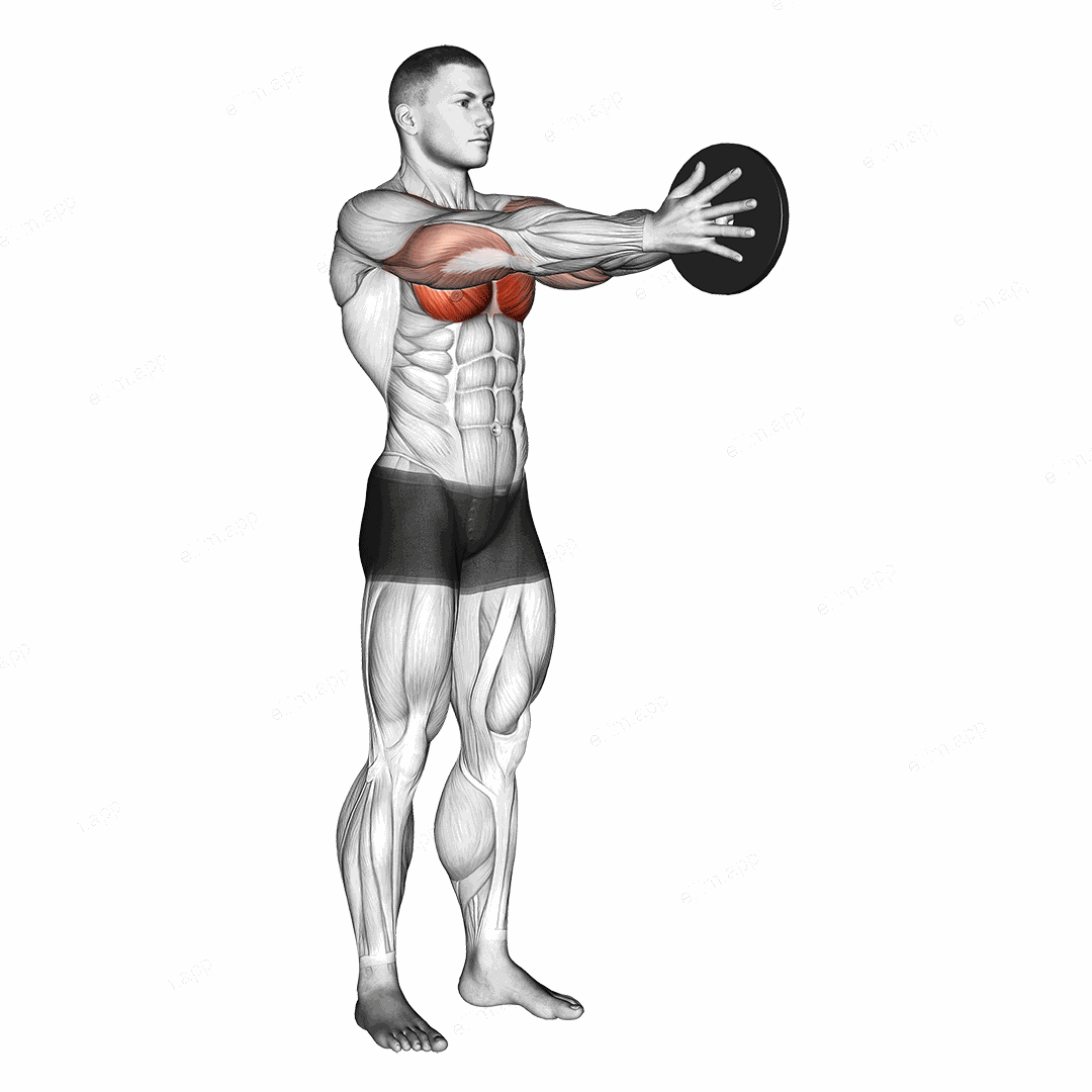 Weighted Svend Press exercise targeting Chest and Pectoralis Major Sternal Head