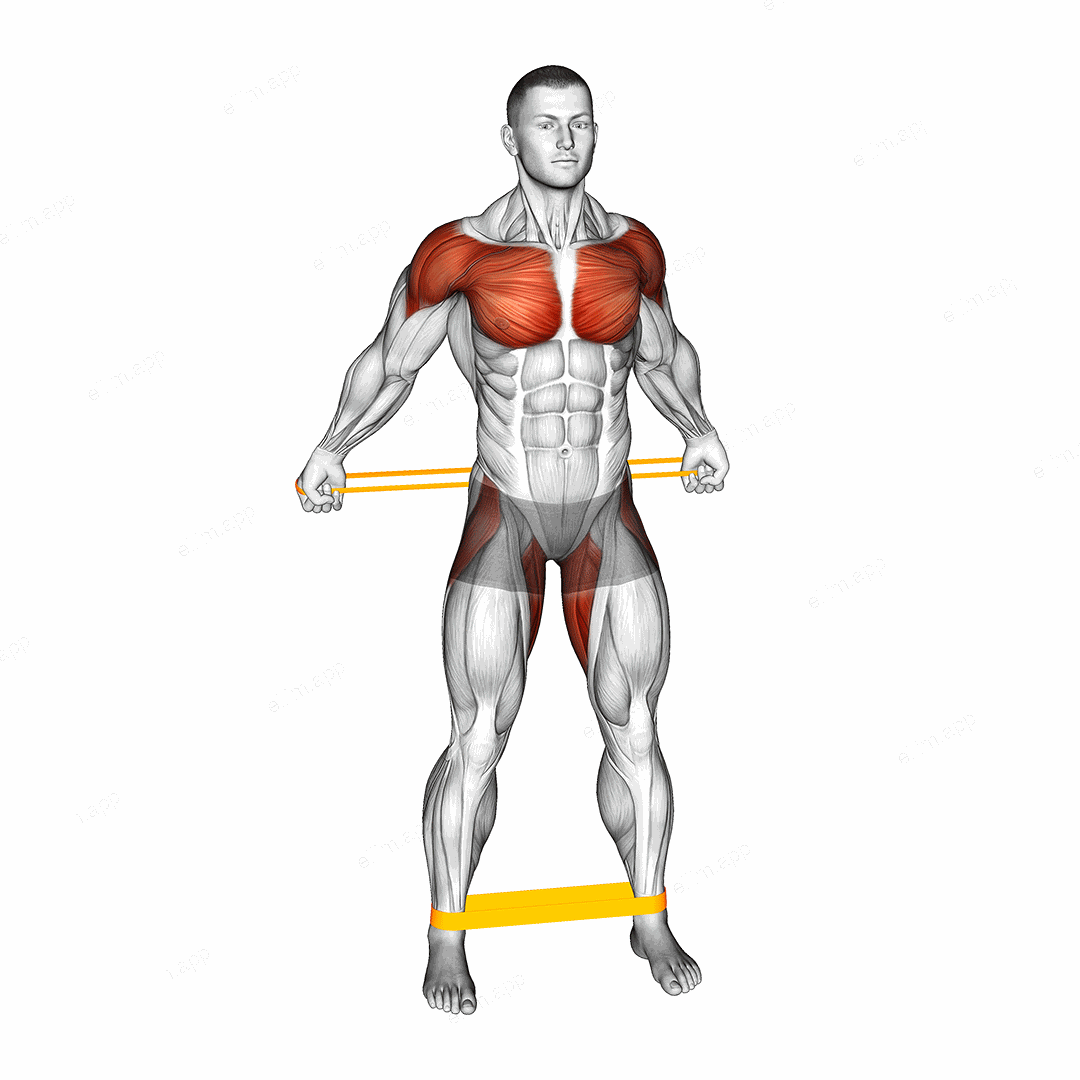 Resistance Band Standing Back Warming-up exercise targeting Chest and Hips