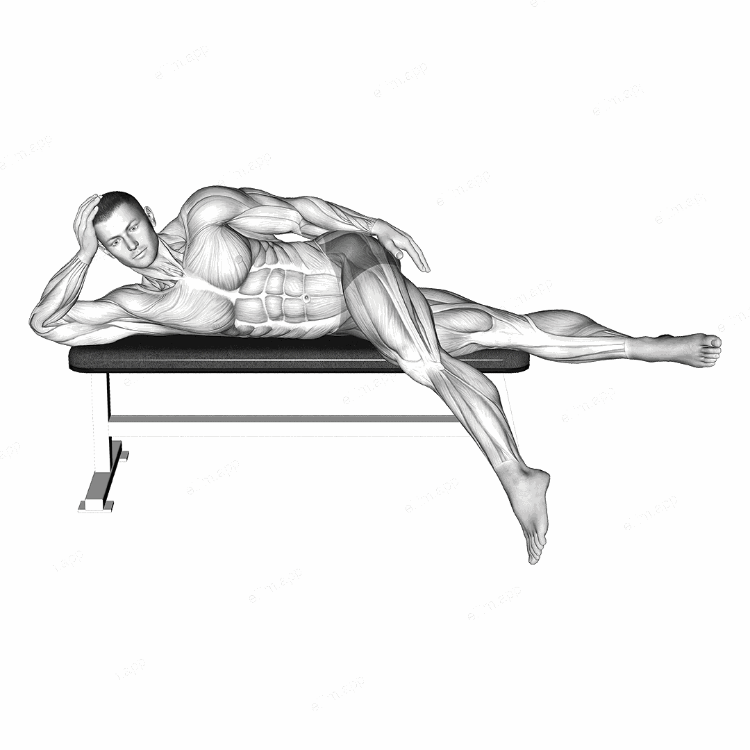 Lying Leg Hang Abductor Stretch exercise targeting Hips