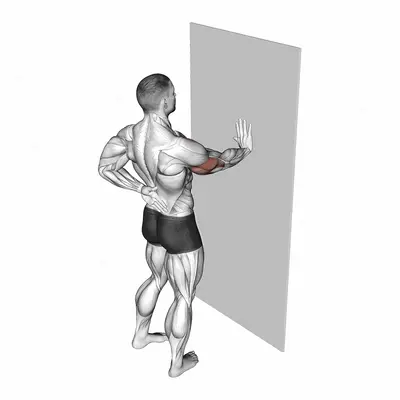 Single Arm Push-up Supported Wall exercise targeting Chest and Pectoralis Major Clavicular Head