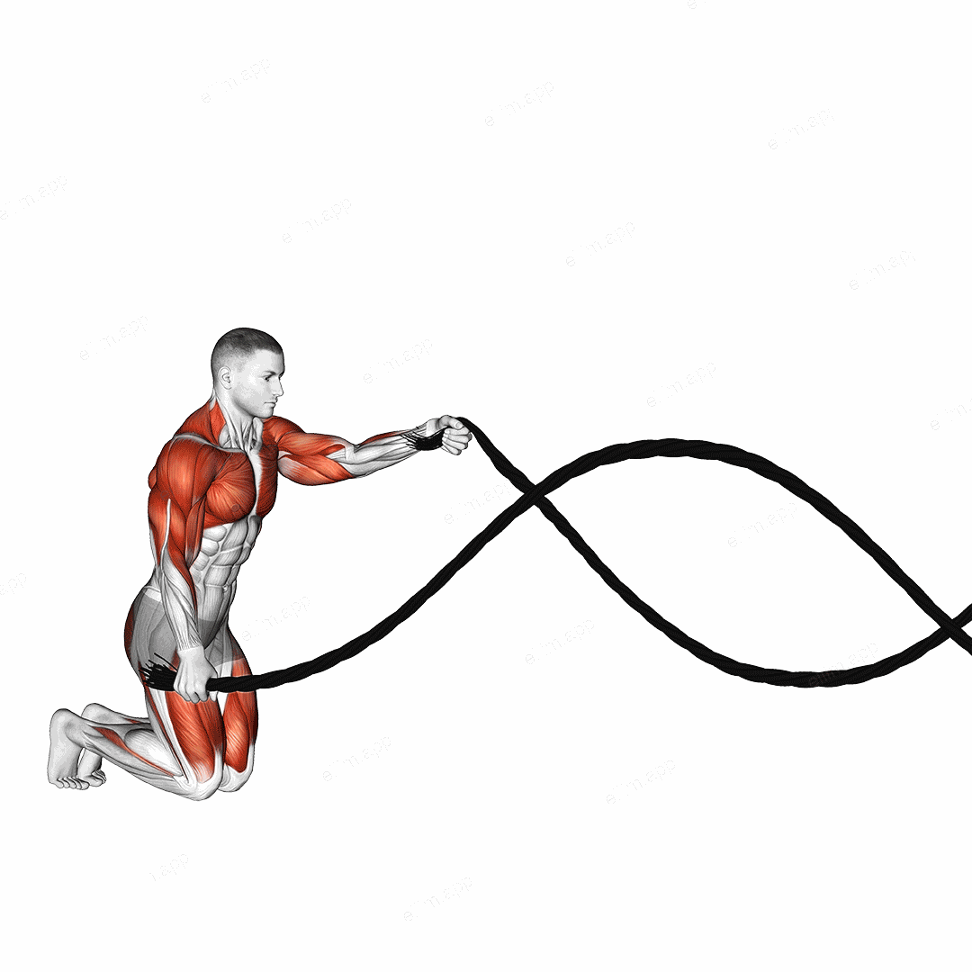 Battling Ropes Alternating Waves with Kneeling Get-Up exercise targeting Cardio