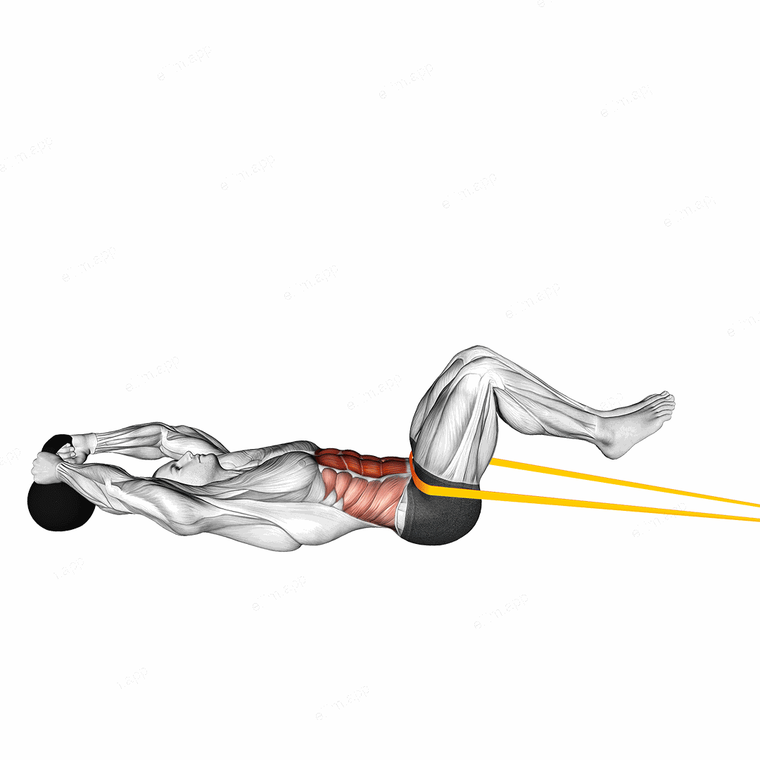 Resistance Band Reverse Crunch exercise targeting Waist and Rectus Abdominis