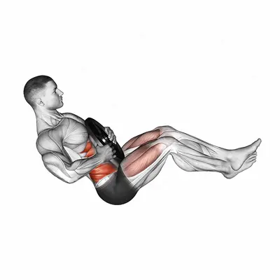 Weighted Russian Twist (legs up) exercise targeting Waist and Obliques