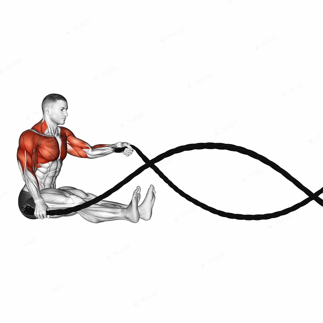 Battling Ropes Seated exercise targeting Cardio