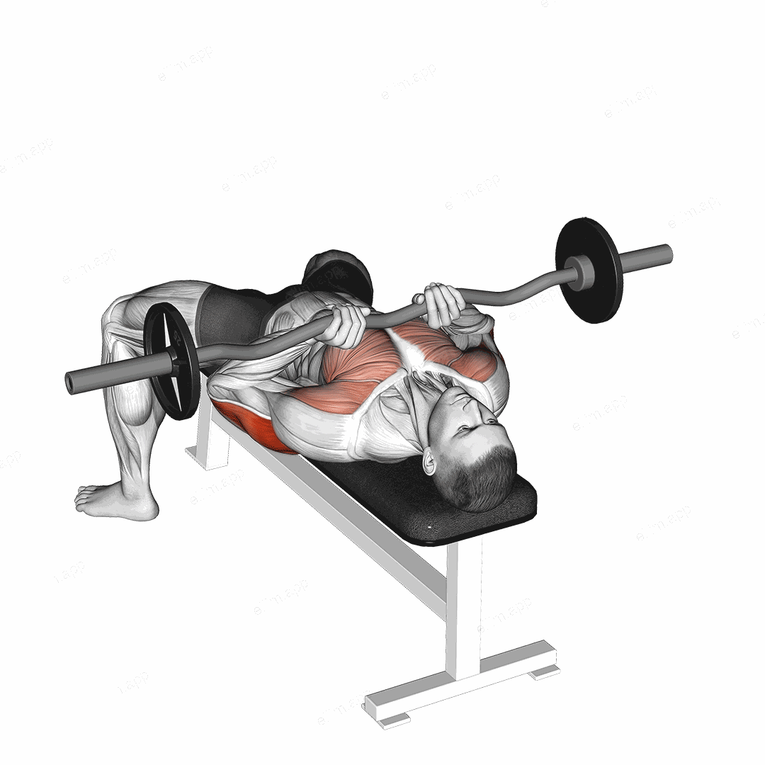 EZ-bar Close Grip Bench Press exercise targeting Upper Arms