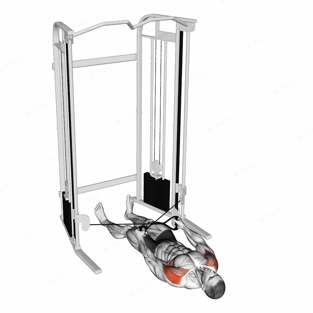 Cable Lying Cross Lateral Raise exercise targeting Shoulders and Deltoid Lateral