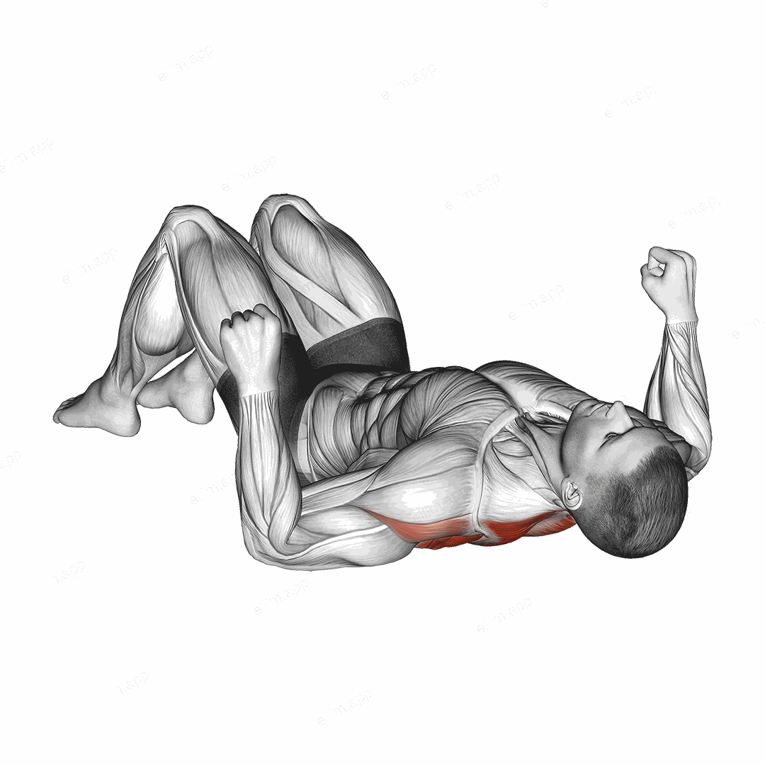 Lying Floor Row with Bent Knee exercise targeting Back and Infraspinatus