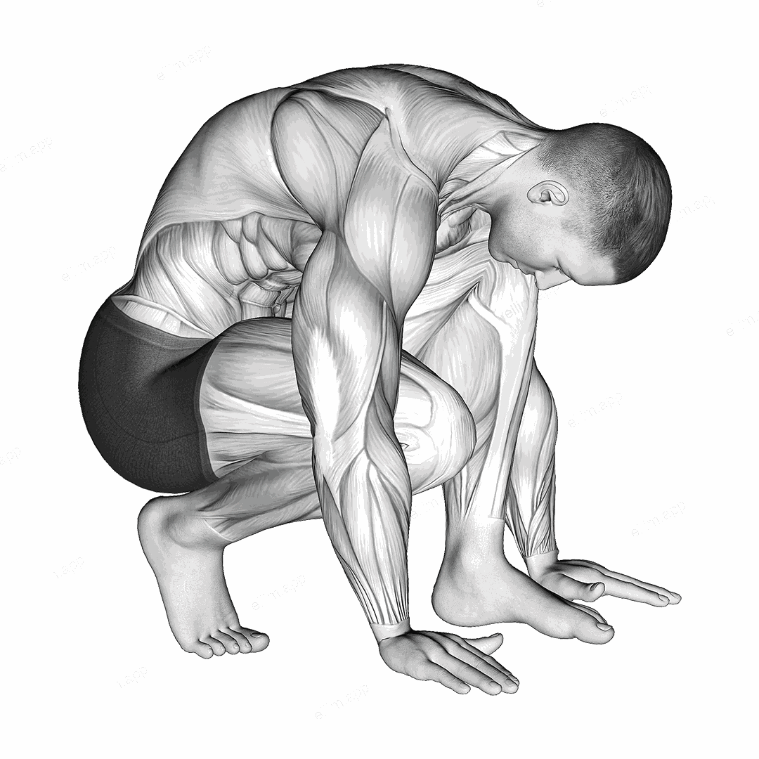 Squatting Toe Stretch exercise targeting Calves