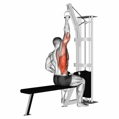 Cable one arm lat pulldown exercise targeting Back and Latissimus Dorsi