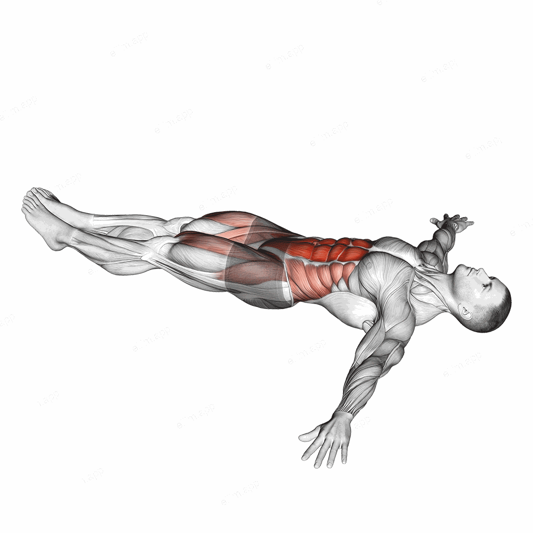 Lying Leg Hip Raise on Floor exercise targeting Waist and Iliopsoas