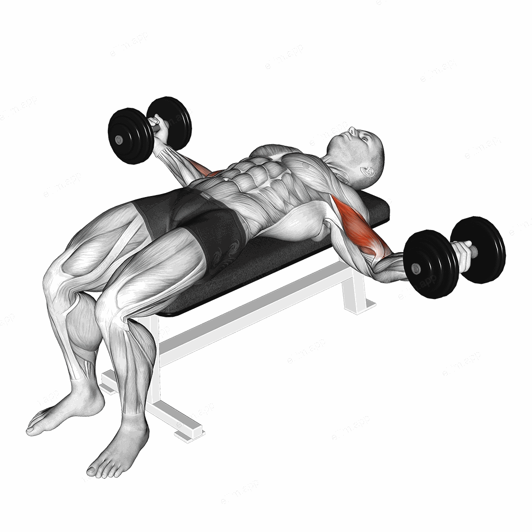 Dumbbell Lying Wide Curl exercise targeting Upper Arms