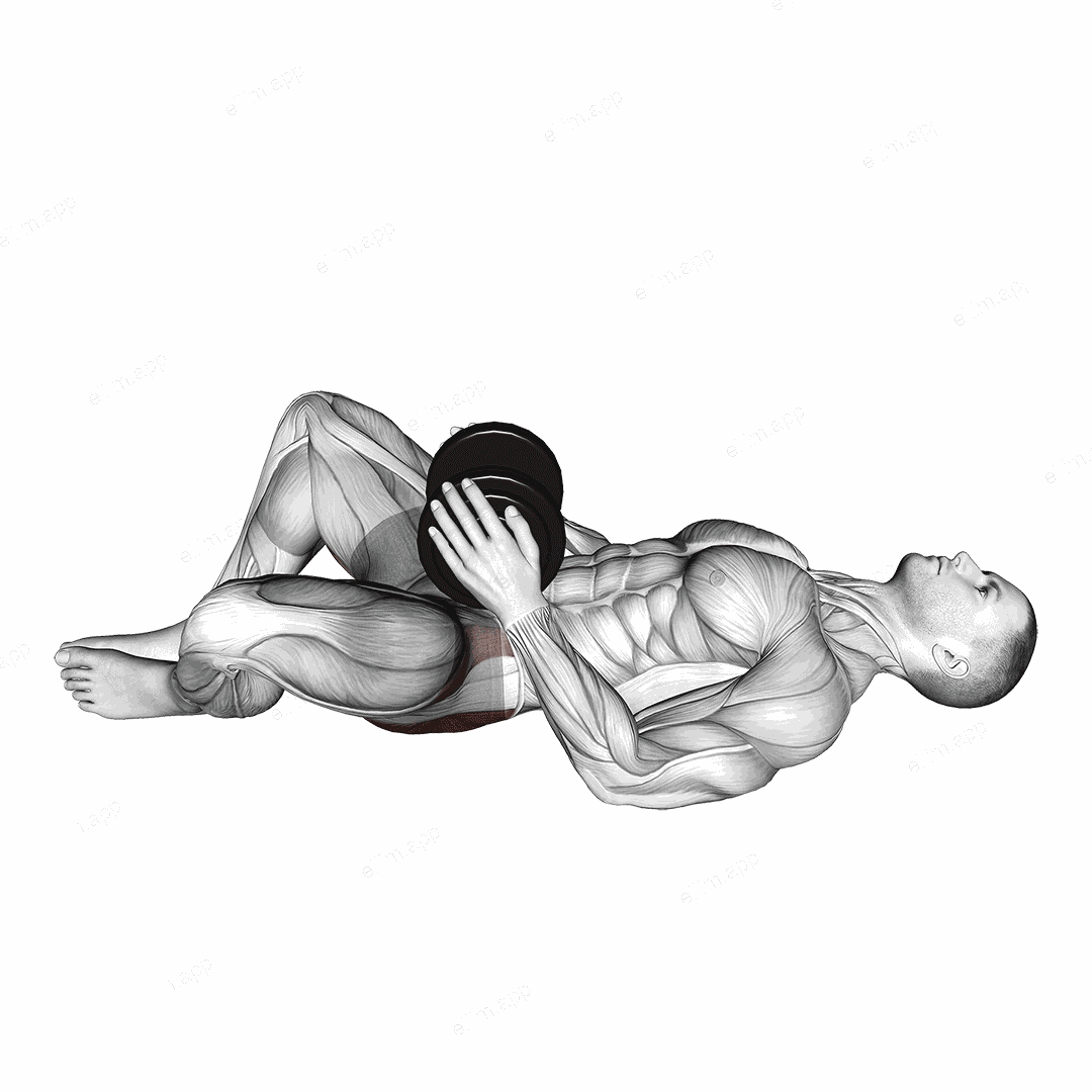 Dumbbell Frog Hip Thrust exercise targeting Hips