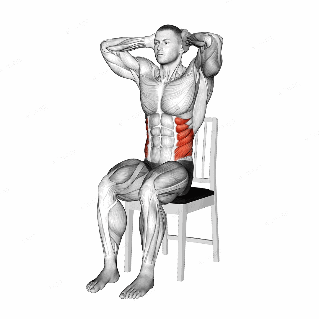 Seated Side Bend on a Chair exercise targeting Waist