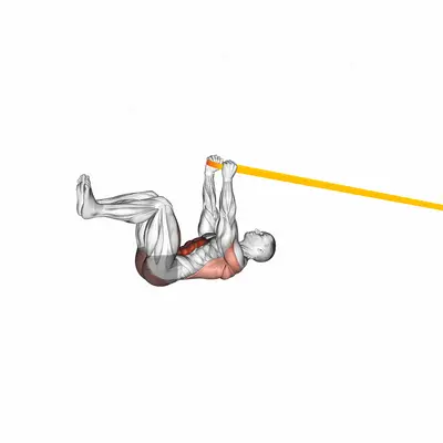 Resistance Band Upper Body Dead Bug exercise targeting Iliopsoas and Rectus Abdominis