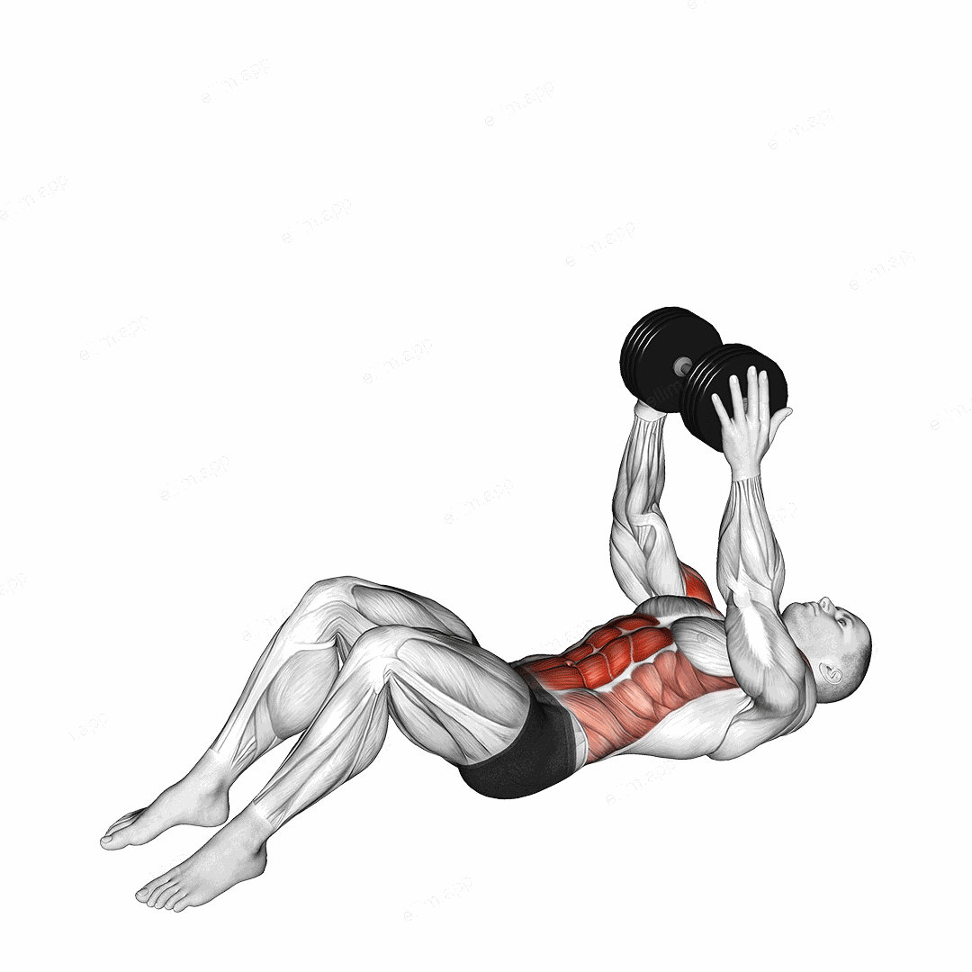Dumbbell Overhead Sit up exercise targeting Waist