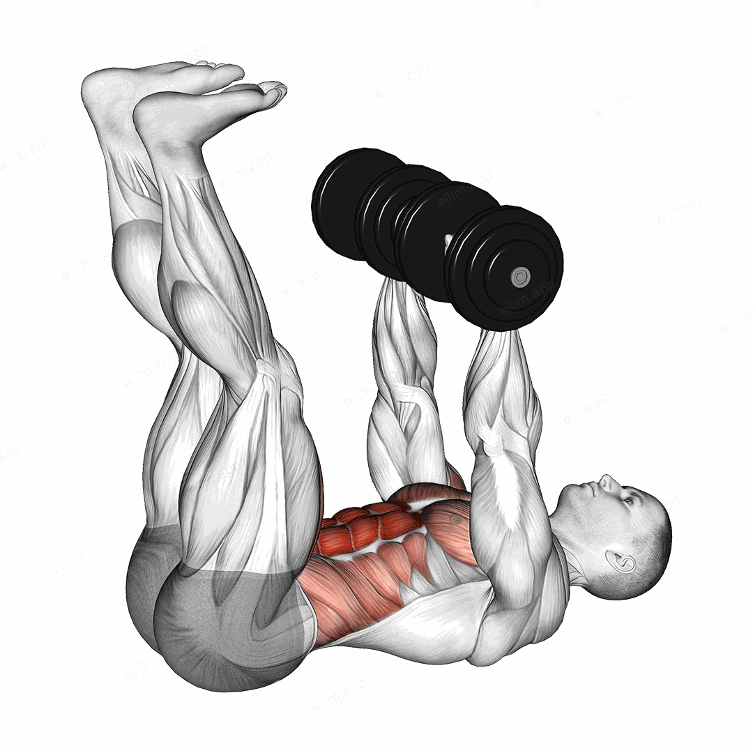 Dumbbell Crunch-up exercise targeting Waist