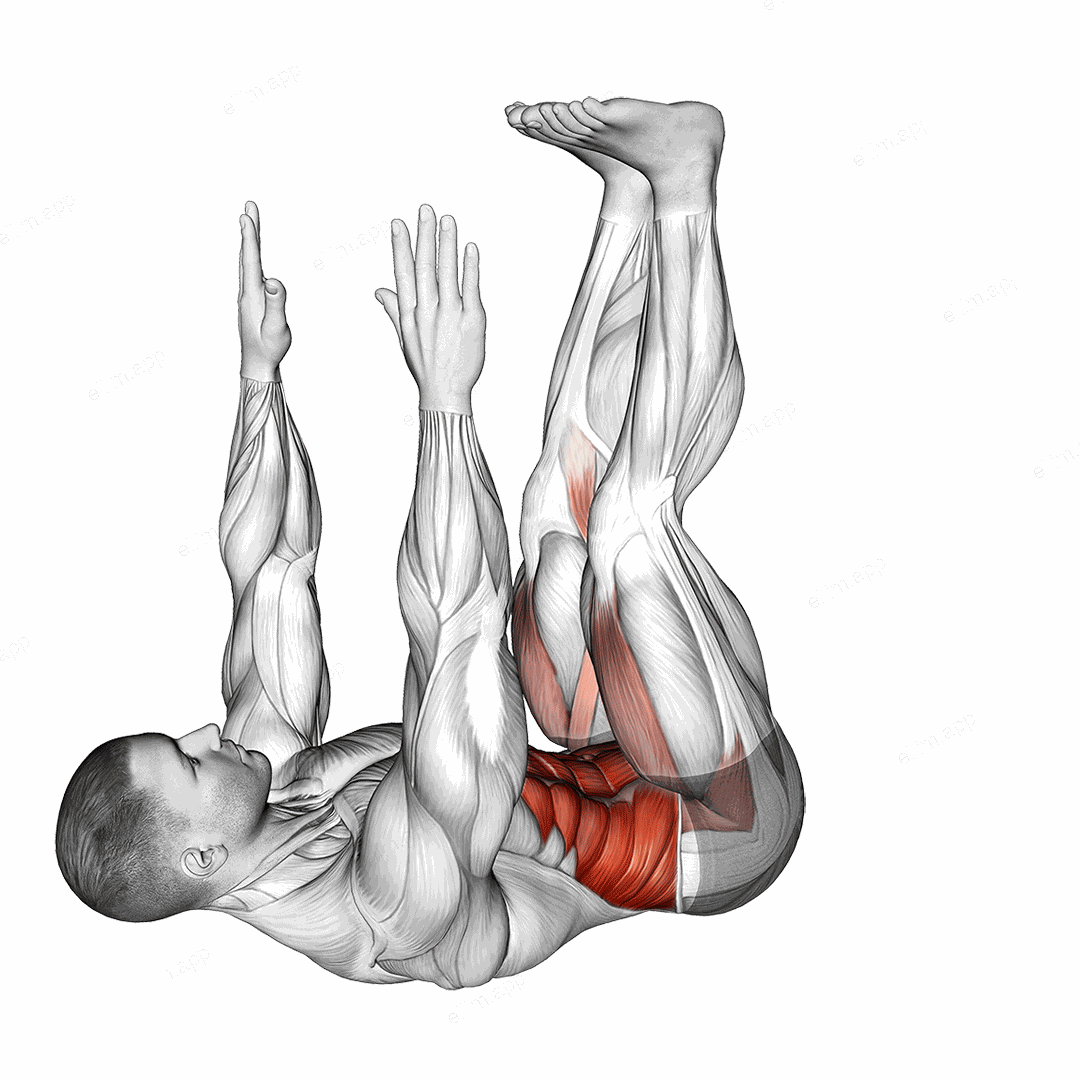 Opposite Crunch exercise targeting Waist and Iliopsoas