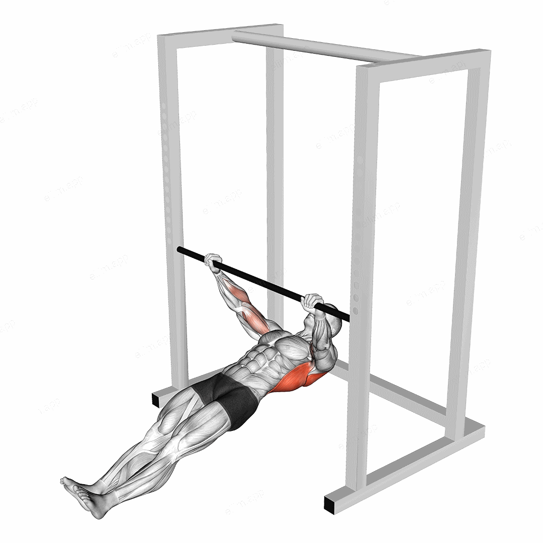 Inverted Wide to Narrow Row exercise targeting Back