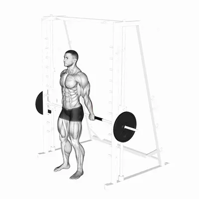 Smith Standing Back Wrist Curl exercise targeting Forearms and Wrist Flexors