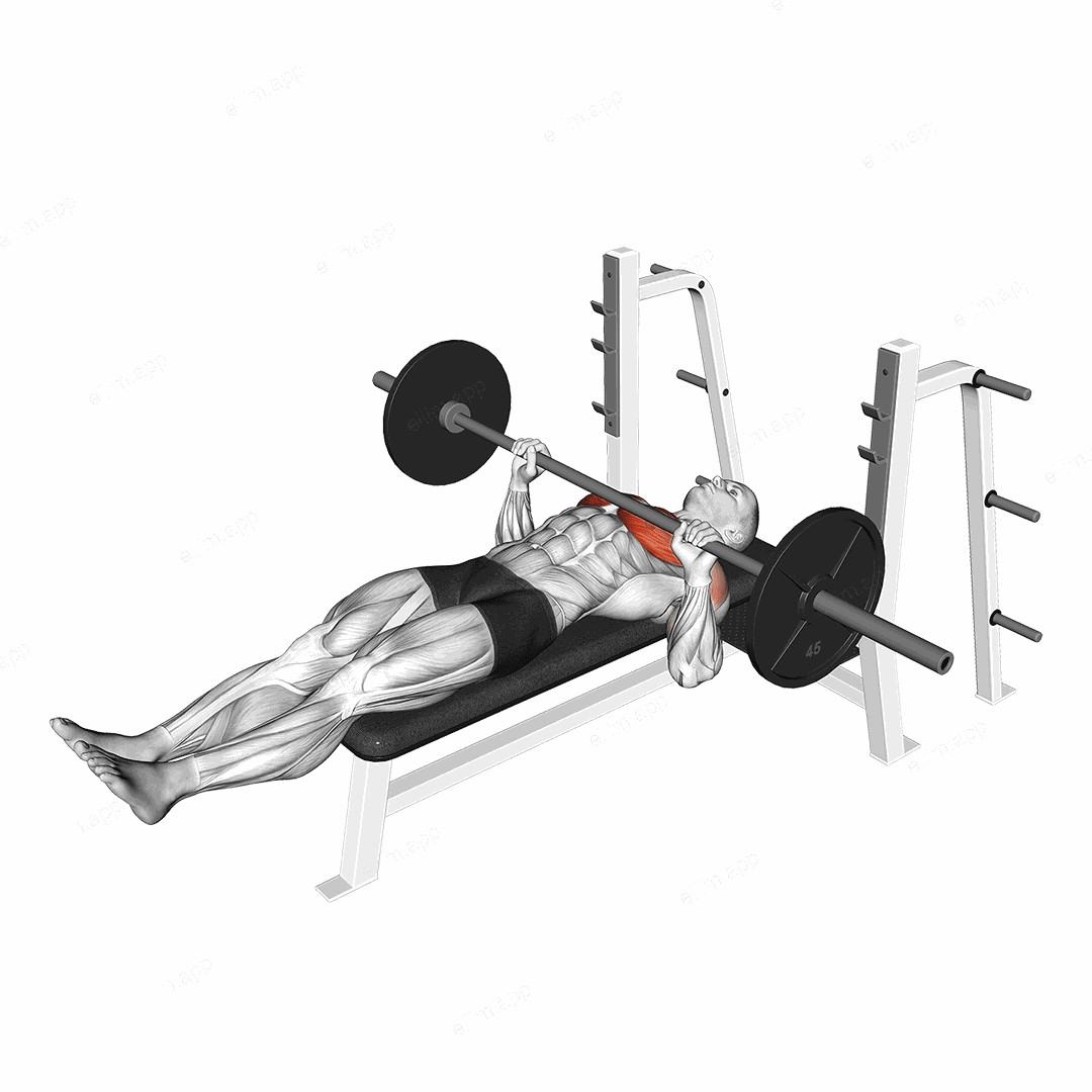 Barbell Larsen Press exercise targeting Chest